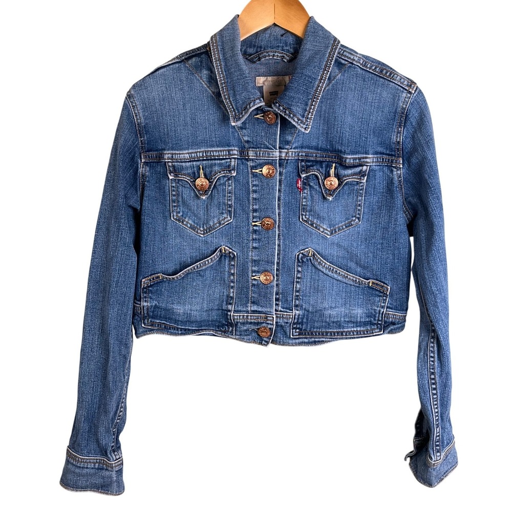 VTG Y2K Levi's Woman's/Misses Cropped Jean Trucker‎ Jacket XL See Measurements